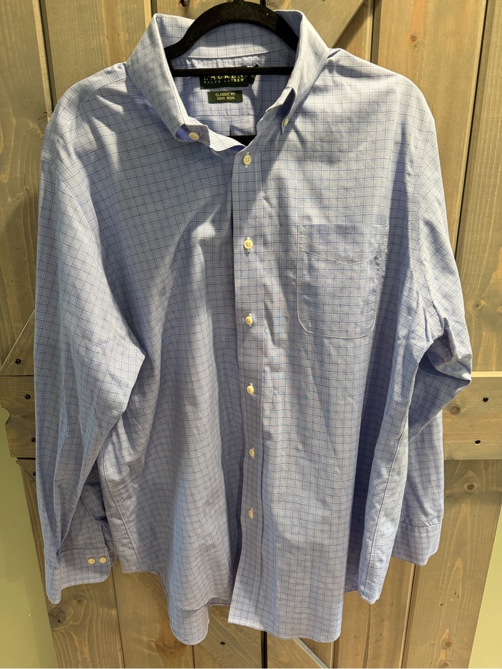 Lauren Ralph Lauren Men’s 17 34/35 Blue Plaid Classic Fit Non-Iron Dress Shirt